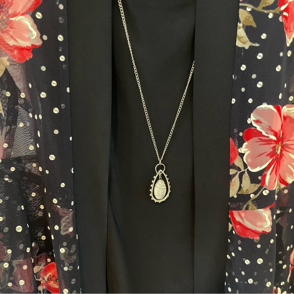 R & M Richards Womens Floral Jacket Dress With Removable Necklace - Picture 4 of 14